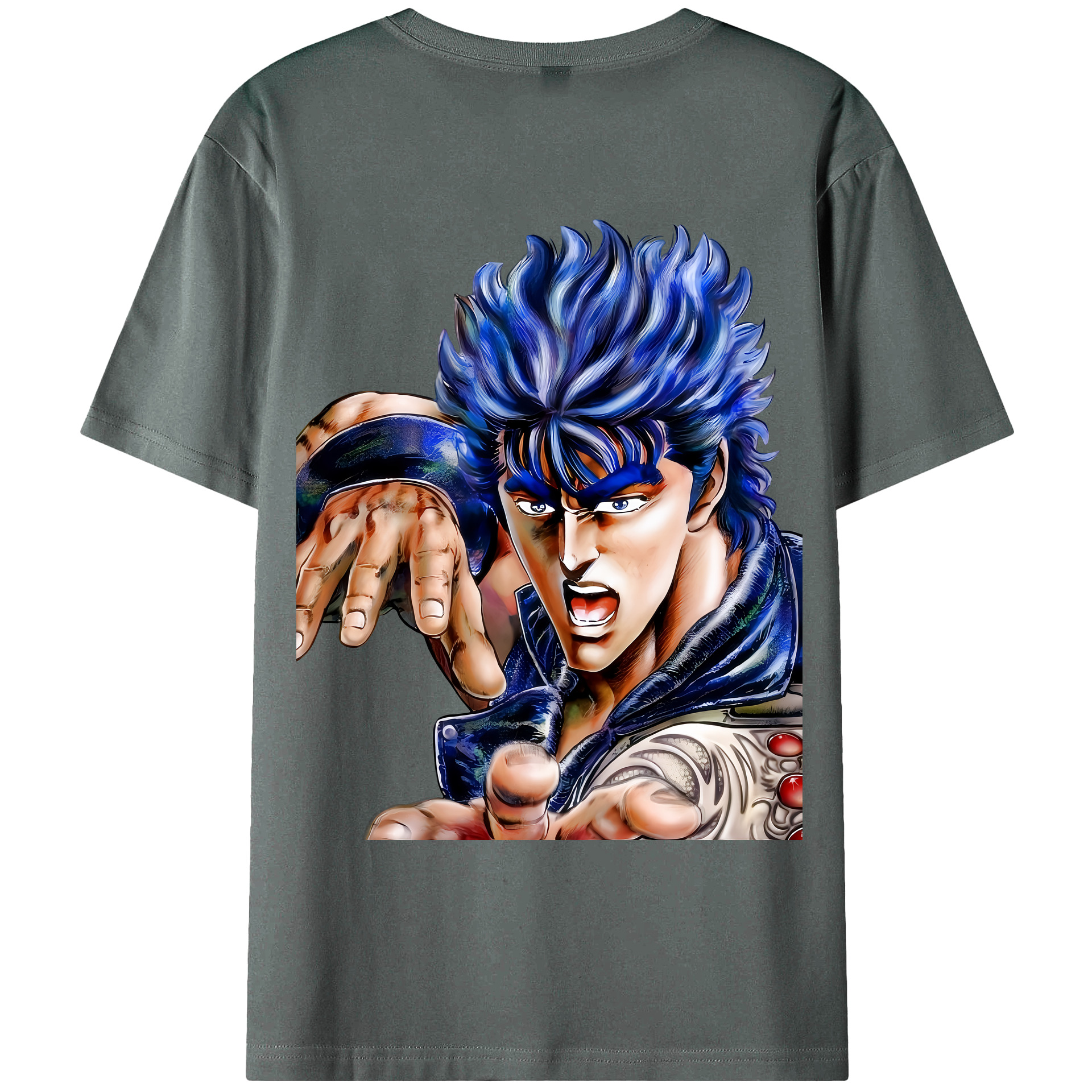 （画像用） 北斗の拳 Fist of the North Star 綿100％ メンズ半袖Tシャツ（バックプリント） 通気性